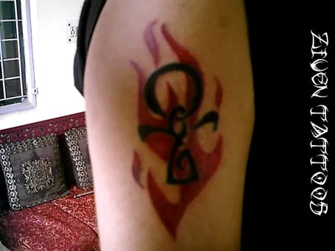 Ziven Tattoos - Fire Ankh: real inked placement tattoo photo thumbnail