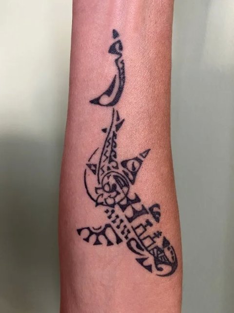 Helmke - whitetip-shark: real inked placement tattoo photo thumbnail