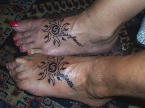 Isa & Gian - Sole tribale: real inked placement tattoo photo thumbnail