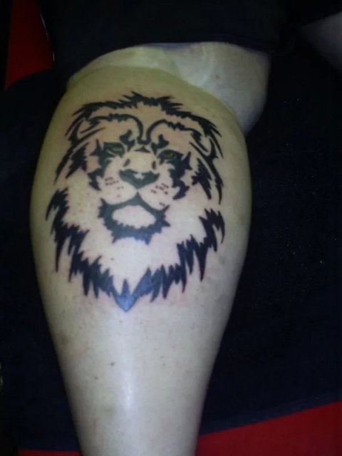 Jan - Lion head: real inked placement tattoo photo thumbnail