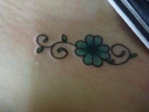 Kyla - 4 leaf clover: real inked placement tattoo photo thumbnail