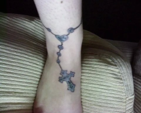 Kylie - Rosary beads: real inked placement tattoo photo thumbnail