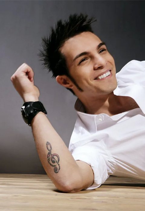 Marco Carta - Treble Clef: real inked placement tattoo photo thumbnail