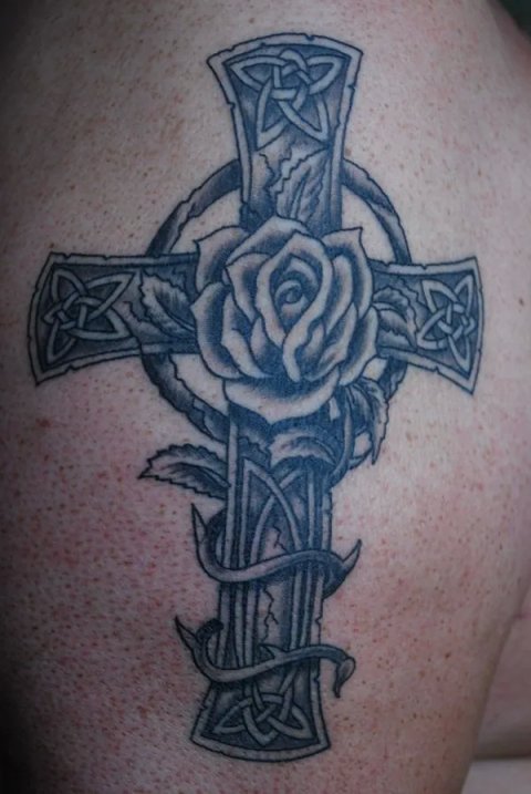 Marco - Cross rose: real inked placement tattoo photo thumbnail