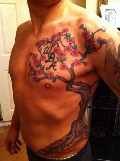 Marie - WBA cherry tree: real inked placement tattoo photo thumbnail