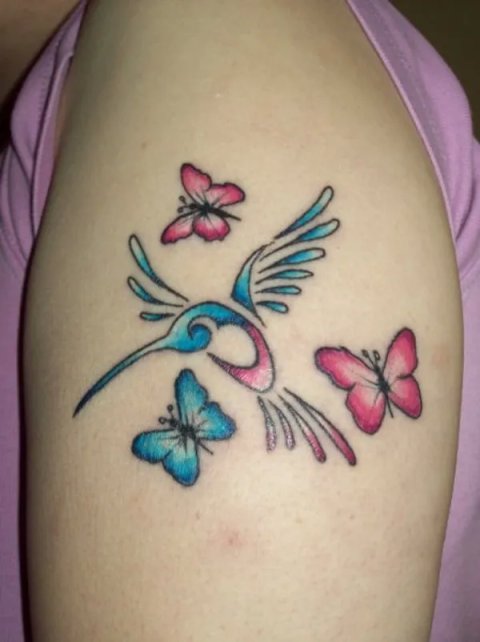 Marie - Humming bird: real inked placement tattoo photo thumbnail