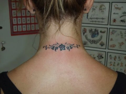 Marina - flower necklace: real inked placement tattoo photo thumbnail