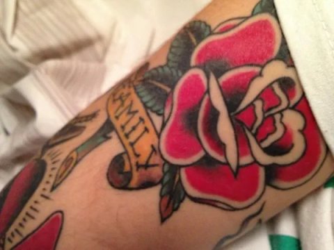 Mattia - Old school rose: real inked placement tattoo photo thumbnail