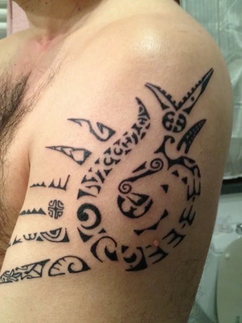 Mauro - Spiraling sun: real inked placement tattoo photo thumbnail