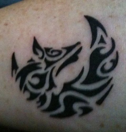 Michelle - Wolf moon: real inked placement tattoo photo thumbnail