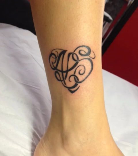 Monia A+L+S heart: real inked placement tattoo photo thumbnail
