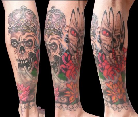 PapaChangoArt - Skulls n flowers: real inked placement tattoo photo thumbnail