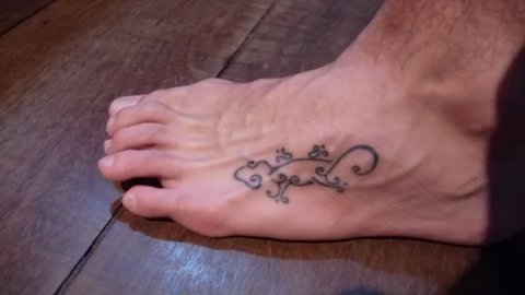 Patrick - Stylized gecko: real inked placement tattoo photo thumbnail