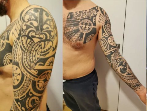 Peter - Polynesian piece: real inked placement tattoo photo thumbnail