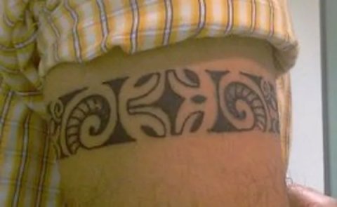 Raffaello - Polynesian armband: real inked placement tattoo photo thumbnail