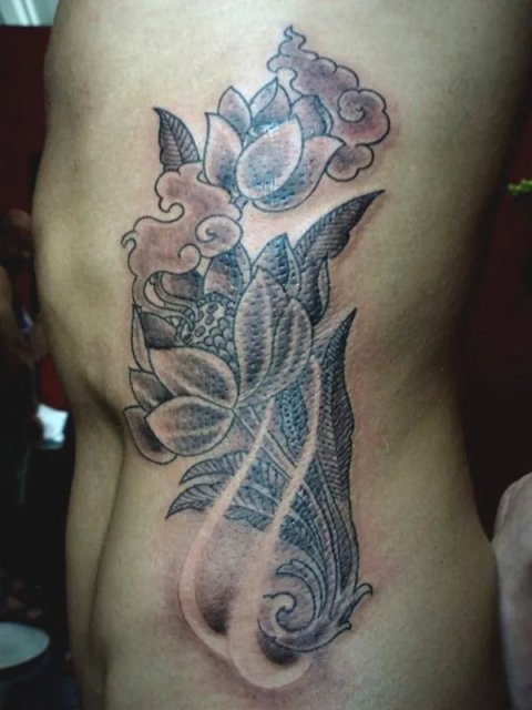 Stefano - Lotus and smoke: real inked placement tattoo photo thumbnail