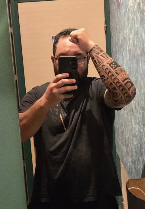Steven - Polynesian sleeve: real inked placement tattoo photo thumbnail