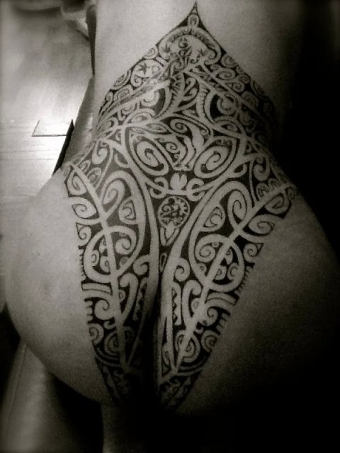 Tanne - Female back: real inked placement tattoo photo thumbnail