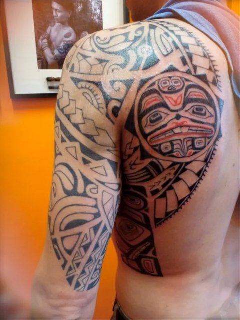 Tanne - Polynesian Haida: real inked placement tattoo photo thumbnail