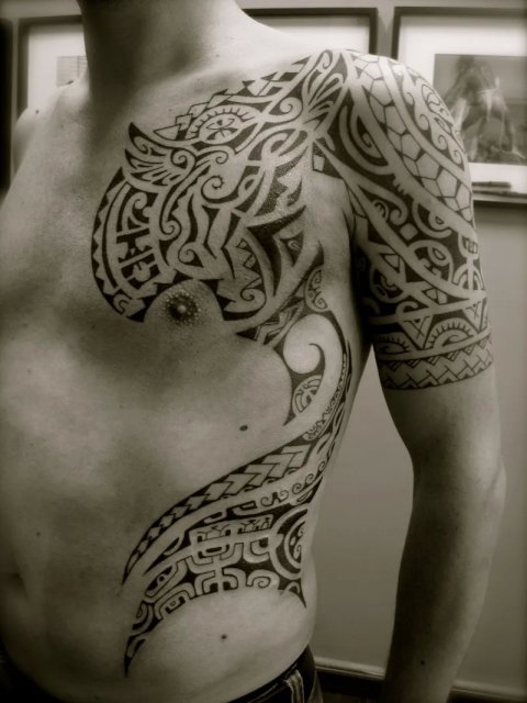 Tanne - Polynesian piece: real inked placement tattoo photo thumbnail