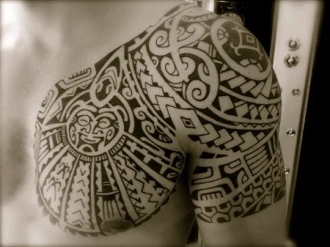 Tanne - Polynesian pec: real inked placement tattoo photo thumbnail