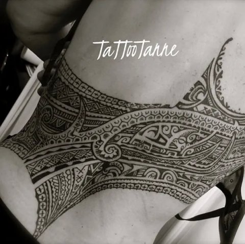 Tanne - Polynesian back: real inked placement tattoo photo thumbnail