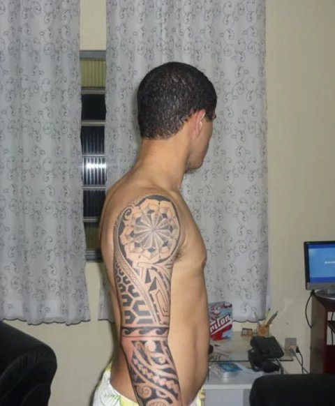 Vagner - Polynesian sleeve: real inked placement tattoo photo thumbnail