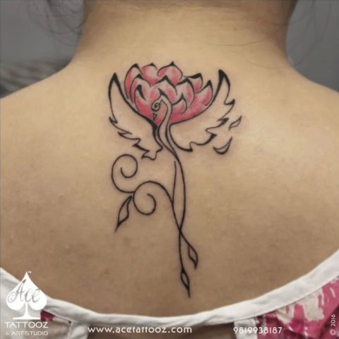 Acetattooz - Phoenix lotus: inked placement tattoo photo thumbnail