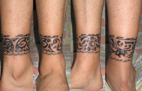 Zephyr - Polynesian ankle band: real inked placement tattoo photo thumbnail