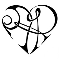 A+R & R+A heart tattoo