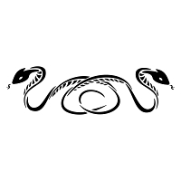 Crossing serpents with letter C between their tails