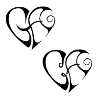 C+A and G+A heart tattoos