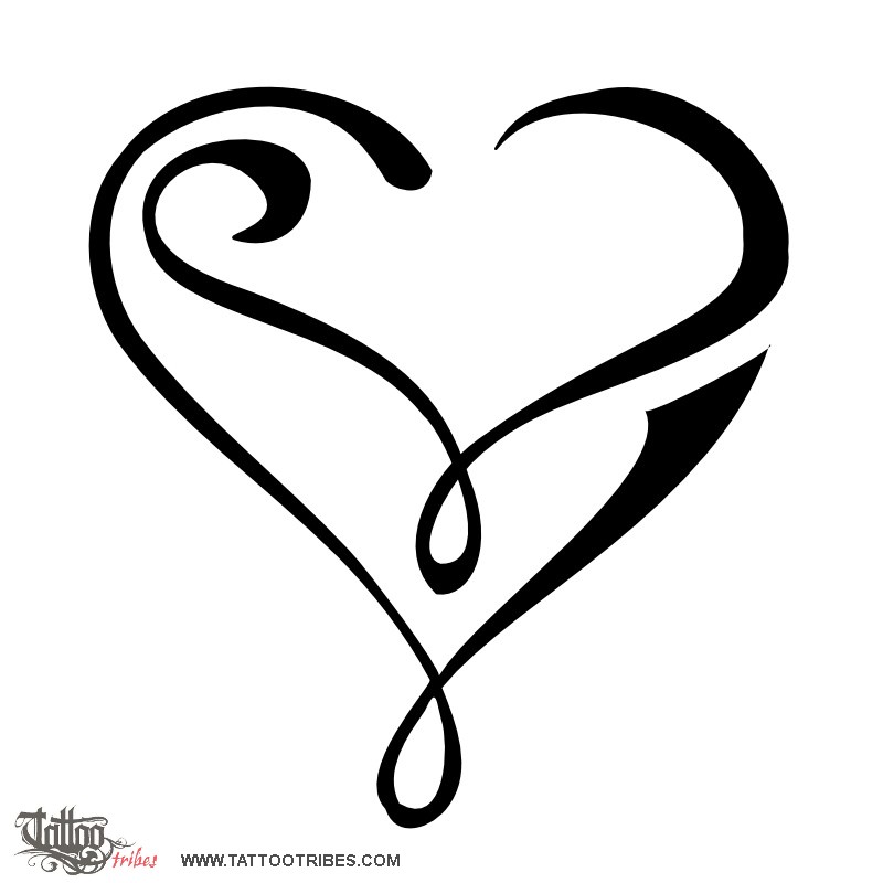 V+L heart (Love, bond) heartigram letters original tribal tattoo