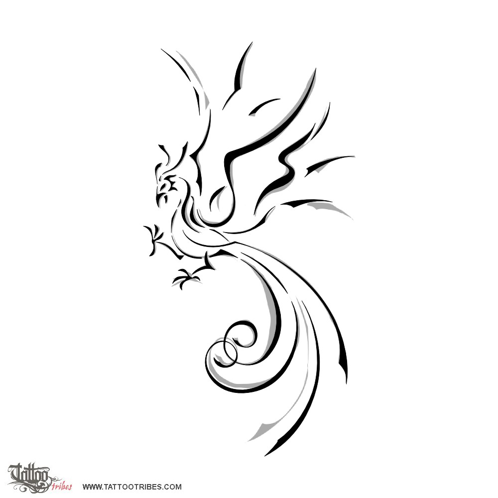 Stylized tribal phoenix tattoo