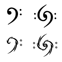 Double bass key music tattoo