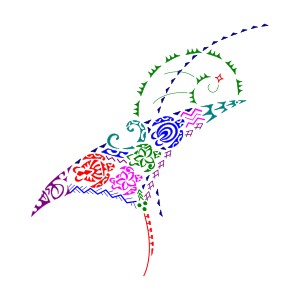 Polynesian feminine manta tattoo for the
back