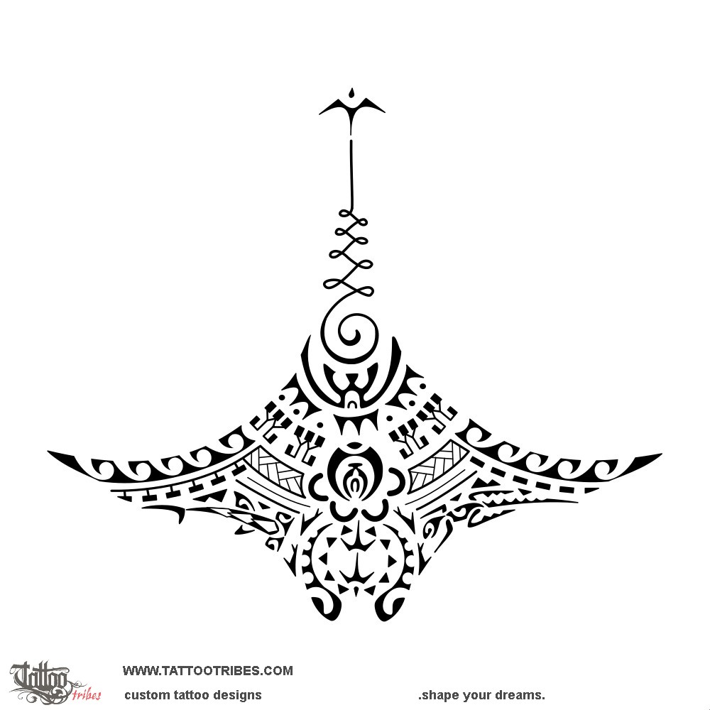 Ruperupe (Bellezza) manta unalome original Polynesian tattoo design