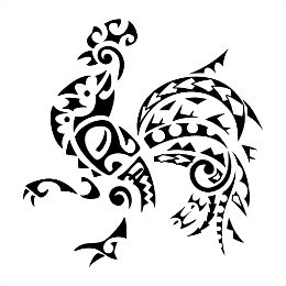 Polynesian rooster tattoo