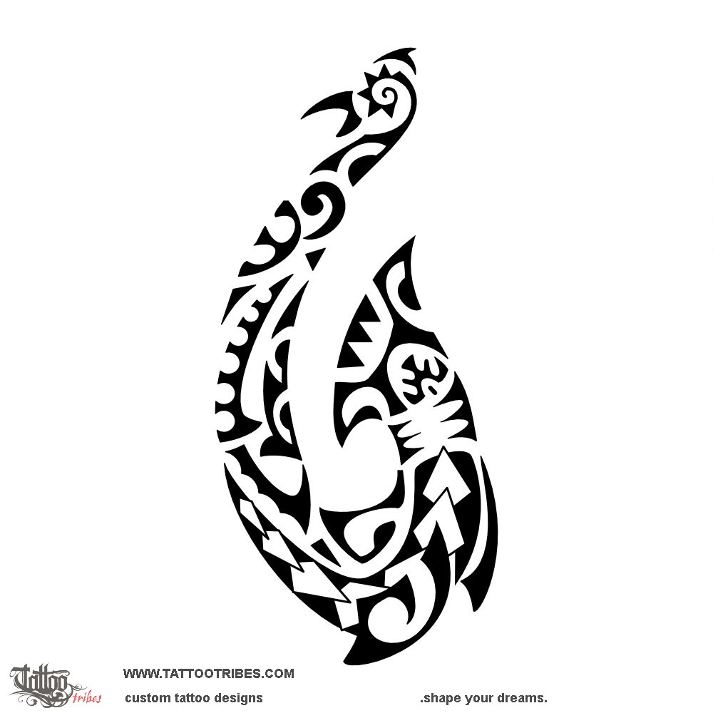 Matau mao (Prosperity) fish hook matau original Polynesian tattoo design