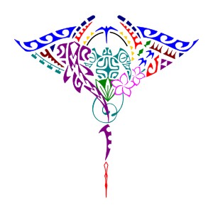 Father and son hummingbirds Polynesian tattoo