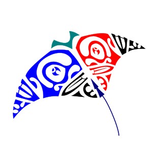 Polynesian tiki manta protection tattoo