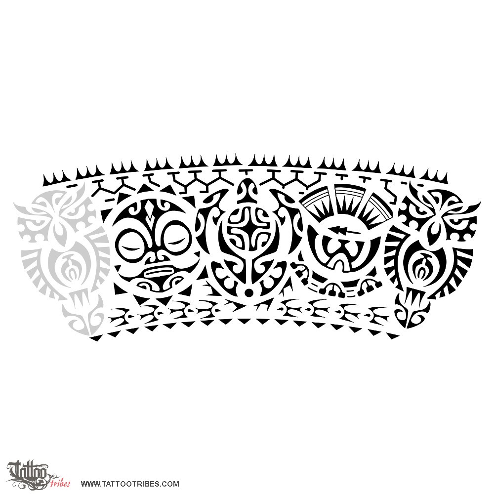 Two suns (Protection) armband turtle original Polynesian tattoo design