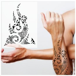 Waves and fire flames tattoo
