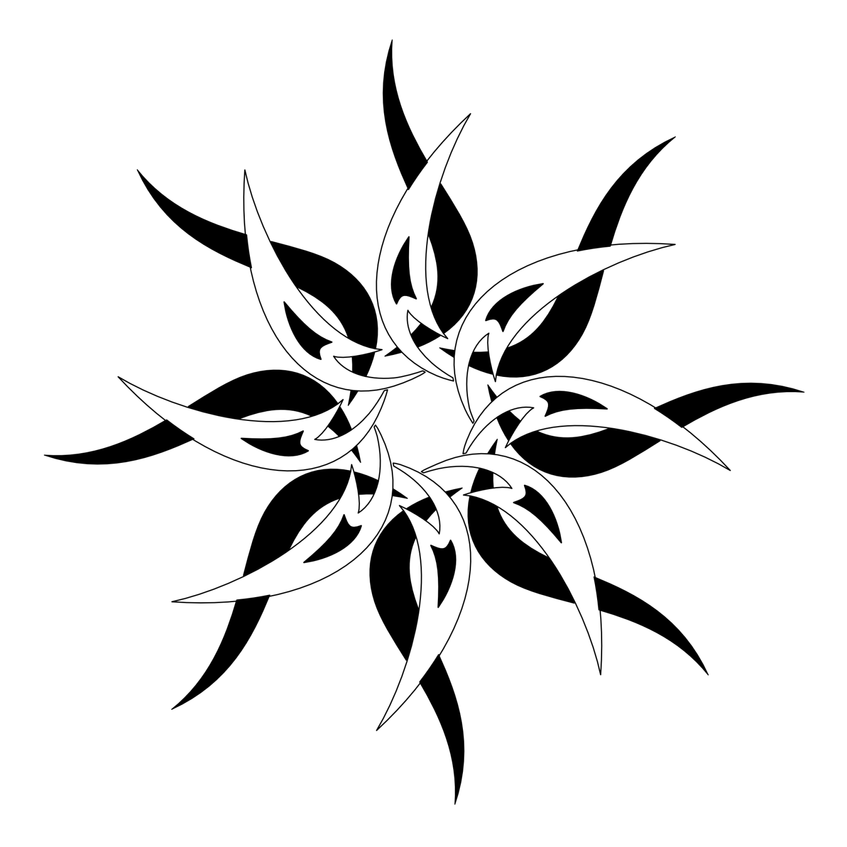 Tribal Sun Tattoo Design Outline @ Outline.pics