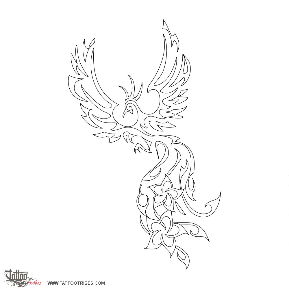 C+A phoenix (Rebirth) phoenix lettering original tribal tattoo design