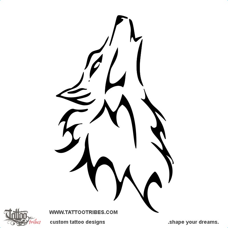 Wolf (Protector) wolf howling original tribal tattoo design