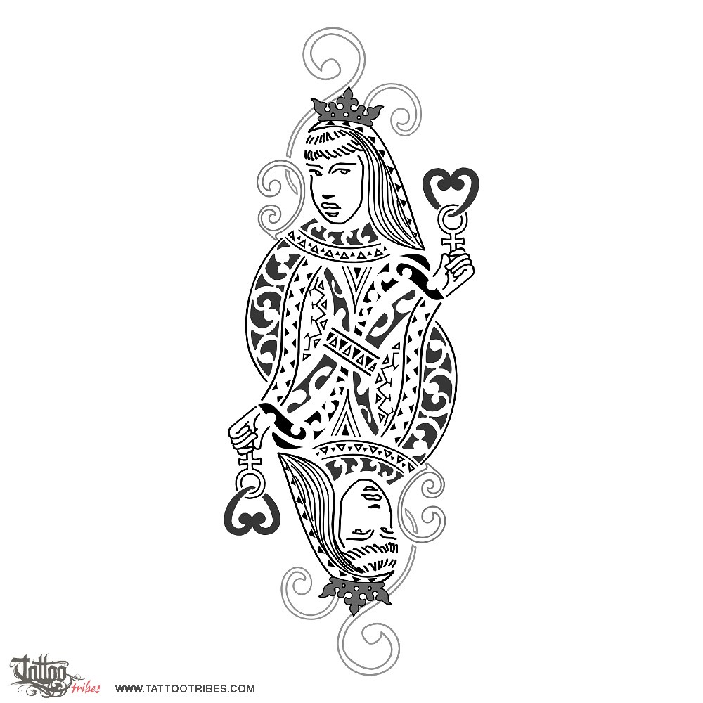 queen of hearts tattoo drawing